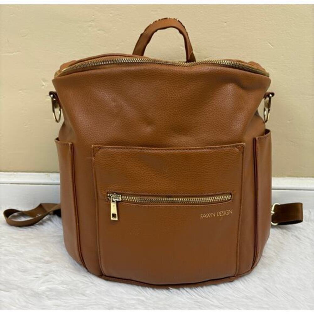 Fawn Design The Original Convertible Diaper Bag Brown Faux Leather